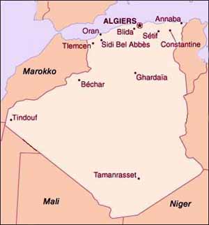 Kaart van Algerije
