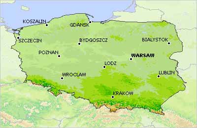 Landkaart Polen