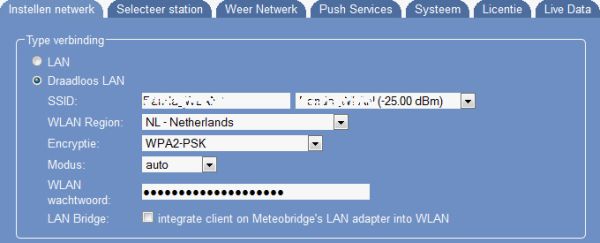 Instellingen draadloos netwerk Instellingen draadloos netwerk